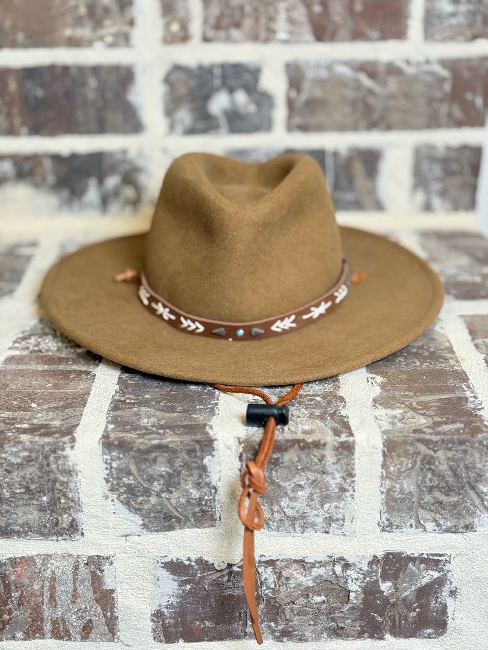 Stetson Tan Felt Rancher Hat with Embellished Leather Band